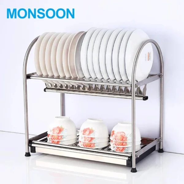 MONSOON High Quality Stainless Steel Dish Racks Hanging For Hot Sale 2 Tiers Cup Drying Holder - Image 4