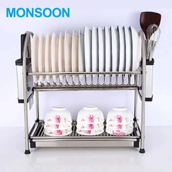 MONSOON High Quality Stainless Steel Dish Racks Hanging For Hot Sale 2 Tiers Cup Drying Holder - Image 3