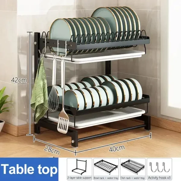 Dish racks hanging sink 2 tier with tray bowl wall mounted kitchen over the sink dish rack most selling product in alibaba - Image 9