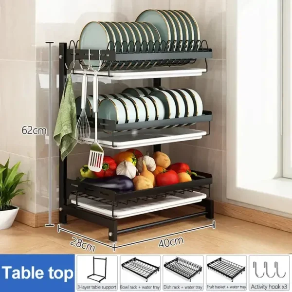 Dish racks hanging sink 2 tier with tray bowl wall mounted kitchen over the sink dish rack most selling product in alibaba - Image 7